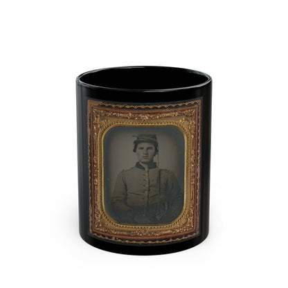 Unidentified Soldier In Confederate Uniform With Cavalry Sword (U.S. Civil War) Black Coffee Mug-11oz-The Sticker Space