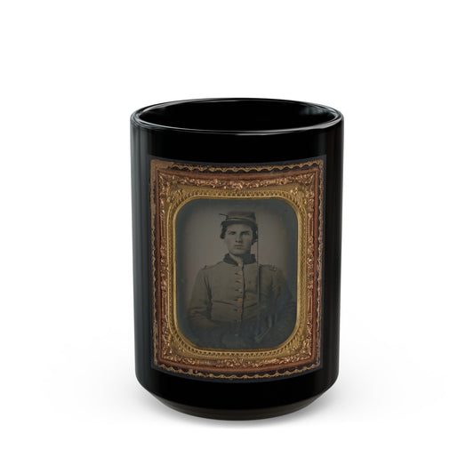 Unidentified Soldier In Confederate Uniform With Cavalry Sword (U.S. Civil War) Black Coffee Mug-15oz-The Sticker Space