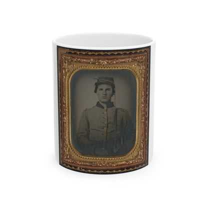 Unidentified Soldier In Confederate Uniform With Cavalry Sword (U.S. Civil War) White Coffee Mug-11oz-The Sticker Space