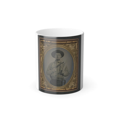 Unidentified Soldier in Confederate Uniform With Colt Navy Revolver and Double Handle D-Guard Bowie Knife (U.S. Civil War) Color Morphing Mug 11oz-11oz-The Sticker Space