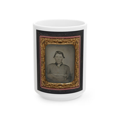 Unidentified Soldier In Confederate Uniform With Colt Revolver (U.S. Civil War) White Coffee Mug-15oz-The Sticker Space