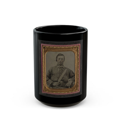 Unidentified Soldier In Confederate Uniform With D Guard Bowie Knife (U.S. Civil War) Black Coffee Mug-15oz-The Sticker Space