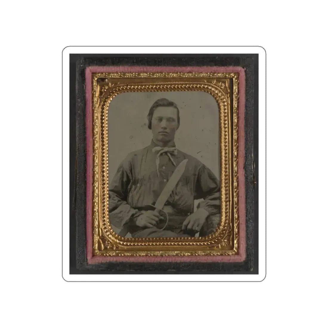 Unidentified Soldier In Confederate Uniform With D Guard Bowie Knife (U.S. Civil War) STICKER Vinyl Die-Cut Decal White Die-Cut 2 Inch - The Sticker Space