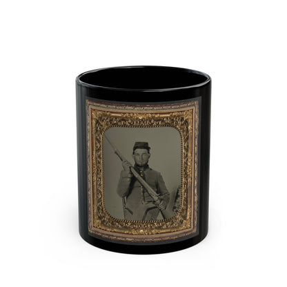 Unidentified Soldier In Confederate Uniform With Flintlock Musket (U.S. Civil War) Black Coffee Mug-11oz-The Sticker Space