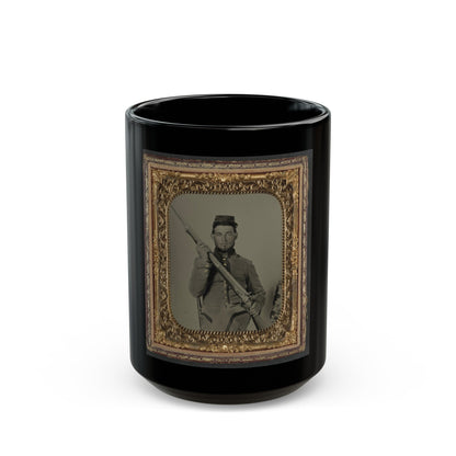 Unidentified Soldier In Confederate Uniform With Flintlock Musket (U.S. Civil War) Black Coffee Mug-15oz-The Sticker Space