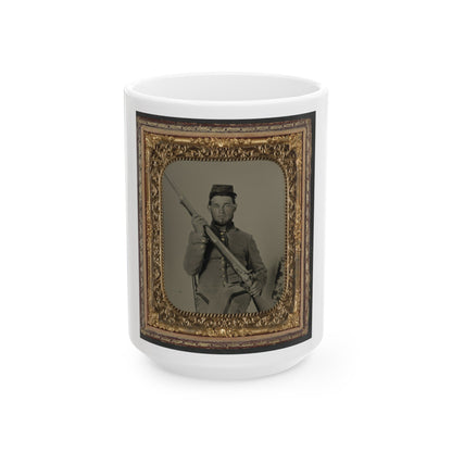 Unidentified Soldier In Confederate Uniform With Flintlock Musket (U.S. Civil War) White Coffee Mug-15oz-The Sticker Space