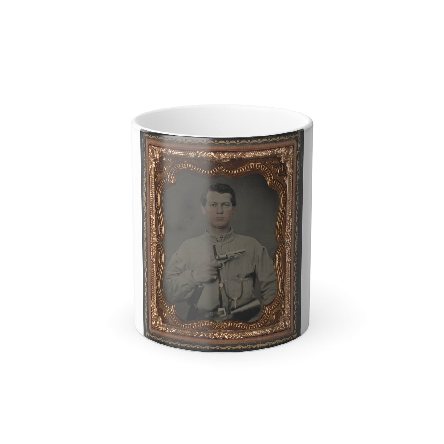 Unidentified Soldier in Confederate Uniform With Gun (U.S. Civil War) Color Morphing Mug 11oz-11oz-The Sticker Space