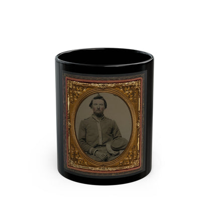 Unidentified Soldier In Confederate Uniform With Kepi (U.S. Civil War) Black Coffee Mug-11oz-The Sticker Space