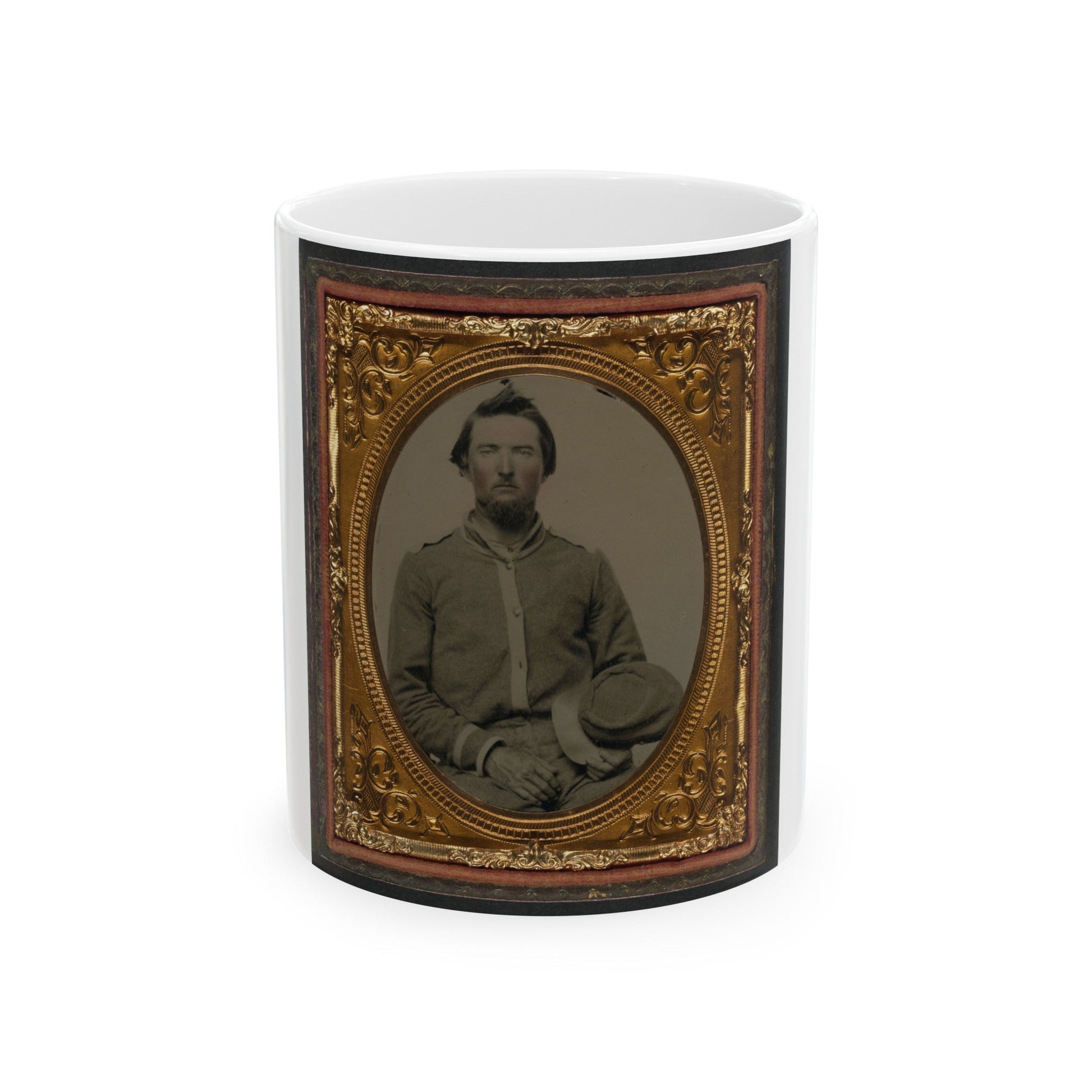 Unidentified Soldier In Confederate Uniform With Kepi (U.S. Civil War) White Coffee Mug-11oz-The Sticker Space