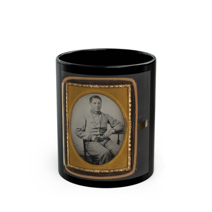 Unidentified Soldier In Confederate Uniform With Lanyard Around His Neck (U.S. Civil War) Black Coffee Mug-11oz-The Sticker Space