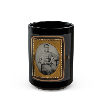 Unidentified Soldier In Confederate Uniform With Lanyard Around His Neck (U.S. Civil War) Black Coffee Mug-15oz-The Sticker Space