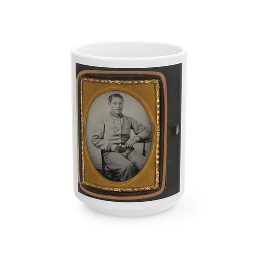 Unidentified Soldier In Confederate Uniform With Lanyard Around His Neck (U.S. Civil War) White Coffee Mug-15oz-The Sticker Space