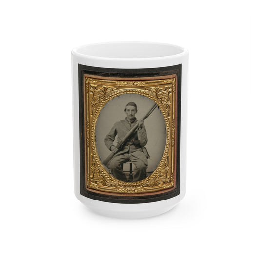 Unidentified Soldier In Confederate Uniform With Musket (U.S. Civil War) White Coffee Mug-15oz-The Sticker Space