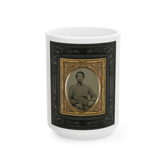 Unidentified Soldier In Confederate Uniform With Percussion Pistol (U.S. Civil War) White Coffee Mug-15oz-The Sticker Space