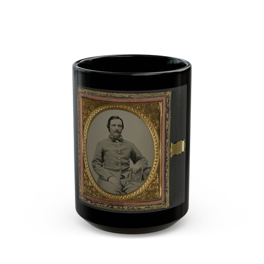 Unidentified Soldier In Confederate Uniform With Photograph Case (U.S. Civil War) Black Coffee Mug-15oz-The Sticker Space