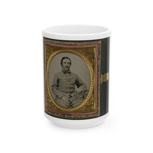 Unidentified Soldier In Confederate Uniform With Photograph Case (U.S. Civil War) White Coffee Mug-15oz-The Sticker Space