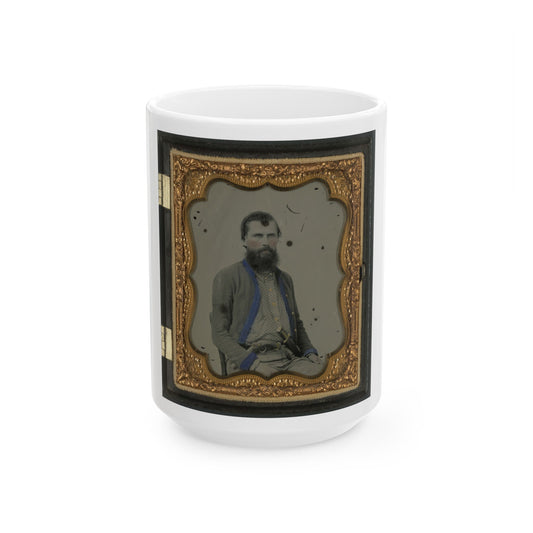 Unidentified Soldier In Confederate Uniform With Pistol And Bowie Knife (U.S. Civil War) White Coffee Mug-15oz-The Sticker Space