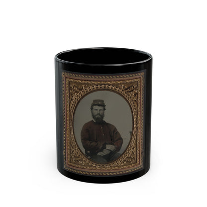 Unidentified Soldier In Confederate Uniform With Red Shirt And Kepi (U.S. Civil War) Black Coffee Mug-11oz-The Sticker Space