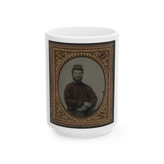 Unidentified Soldier In Confederate Uniform With Red Shirt And Kepi (U.S. Civil War) White Coffee Mug-15oz-The Sticker Space