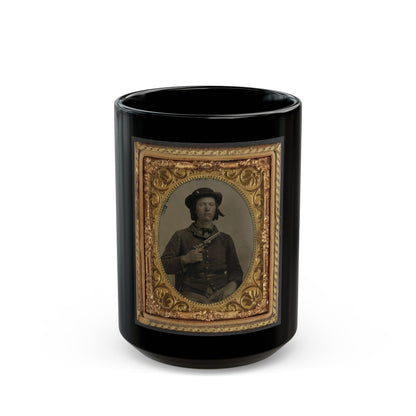 Unidentified Soldier In Confederate Uniform With Revolver(2) (U.S. Civil War) Black Coffee Mug