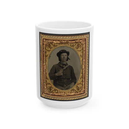 Unidentified Soldier In Confederate Uniform With Revolver(2) (U.S. Civil War) White Coffee Mug