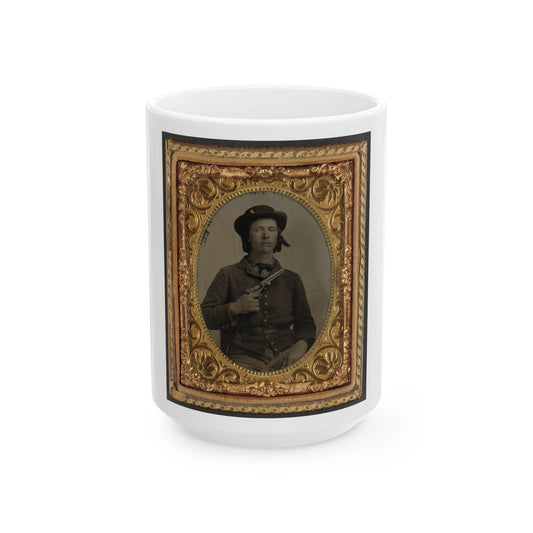 Unidentified Soldier In Confederate Uniform With Revolver(2) (U.S. Civil War) White Coffee Mug