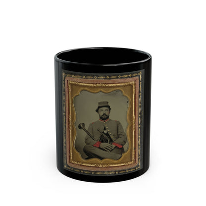 Unidentified Soldier In Confederate Uniform With Saxhorn (U.S. Civil War) Black Coffee Mug