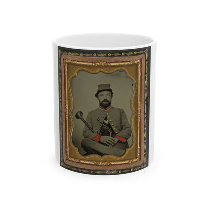 Unidentified Soldier In Confederate Uniform With Saxhorn (U.S. Civil War) White Coffee Mug