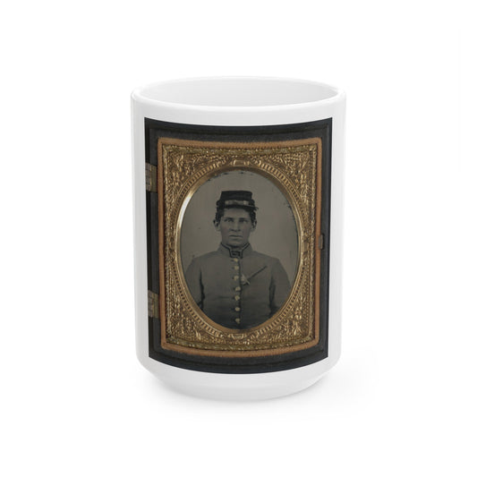 Unidentified Soldier In Confederate Uniform With Side Knife In Blouse (U.S. Civil War) White Coffee Mug-15oz-The Sticker Space