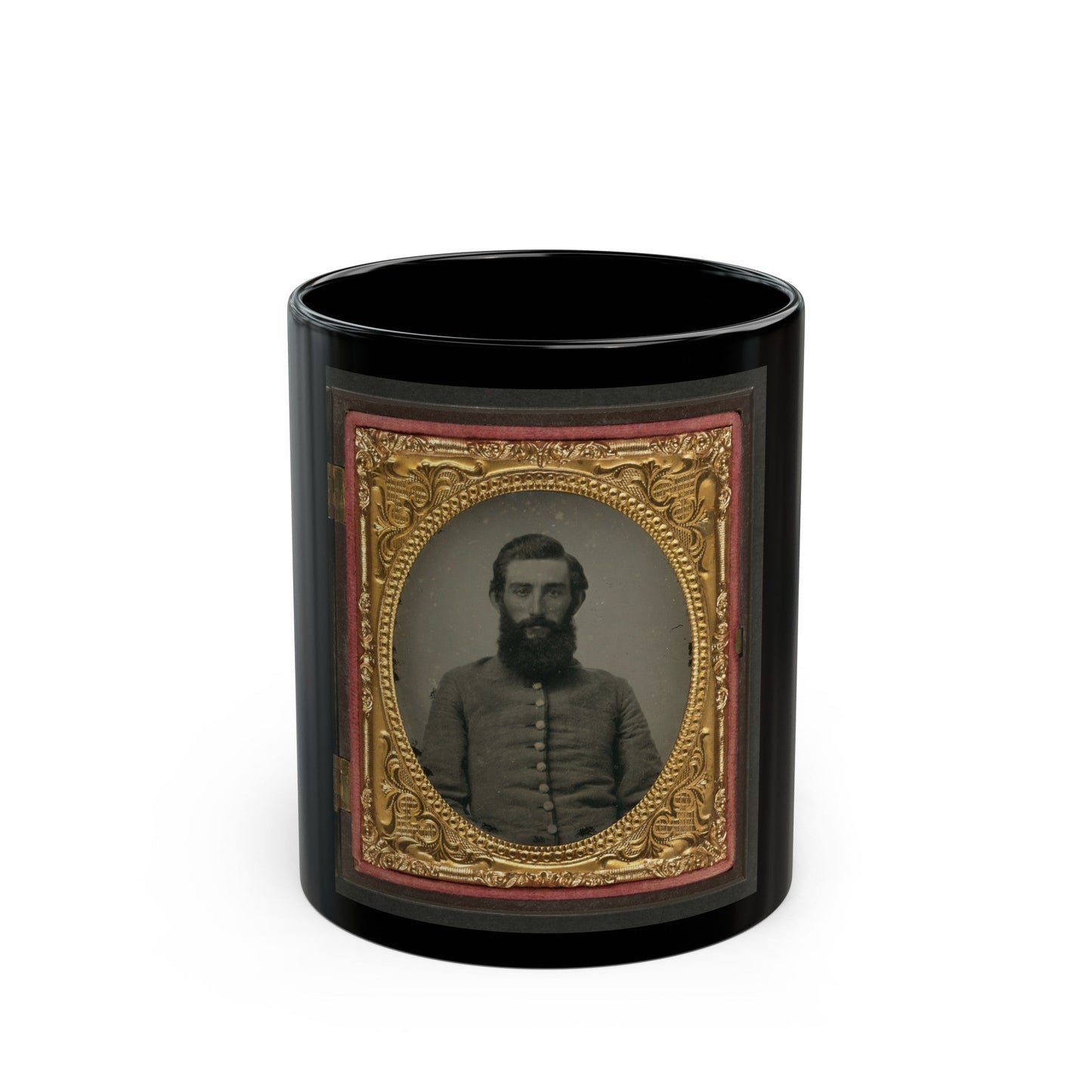 Unidentified Soldier In Confederate Uniform(2) (U.S. Civil War) Black Coffee Mug-11oz-The Sticker Space