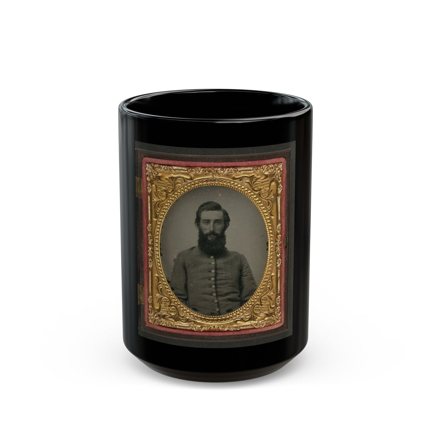 Unidentified Soldier In Confederate Uniform(2) (U.S. Civil War) Black Coffee Mug-15oz-The Sticker Space