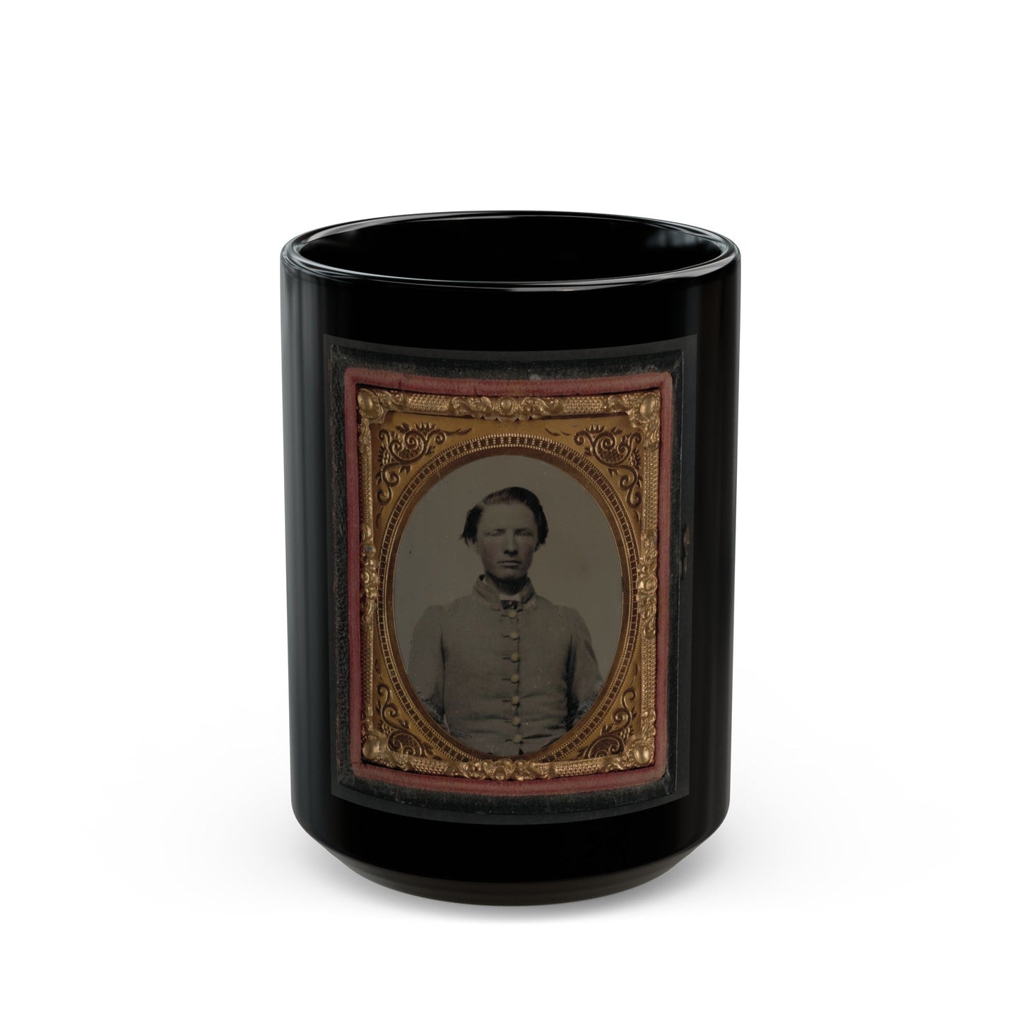 Unidentified Soldier In Confederate Uniform(3) (U.S. Civil War) Black Coffee Mug-15oz-The Sticker Space