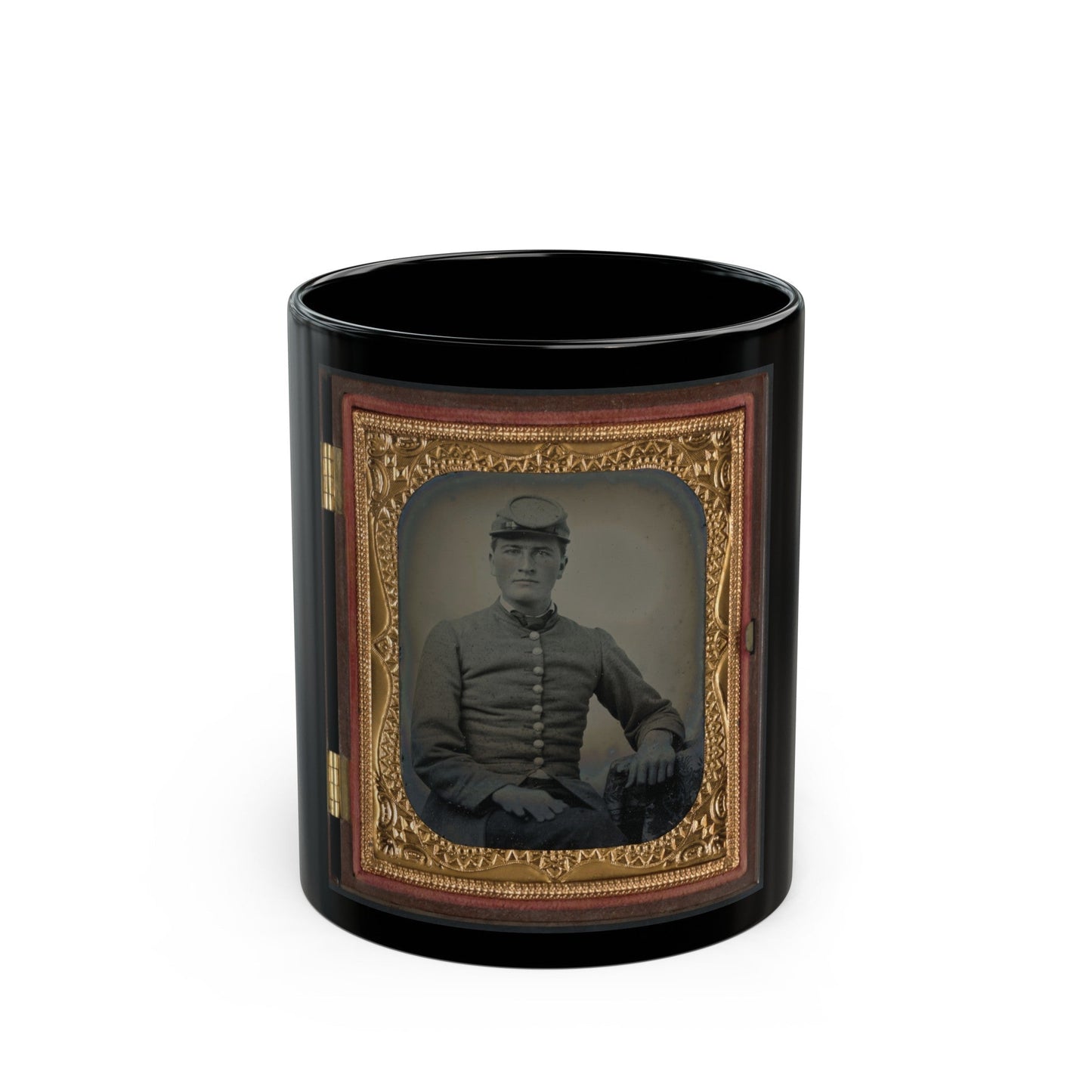 Unidentified Soldier In Confederate Uniform(4) (U.S. Civil War) Black Coffee Mug-11oz-The Sticker Space