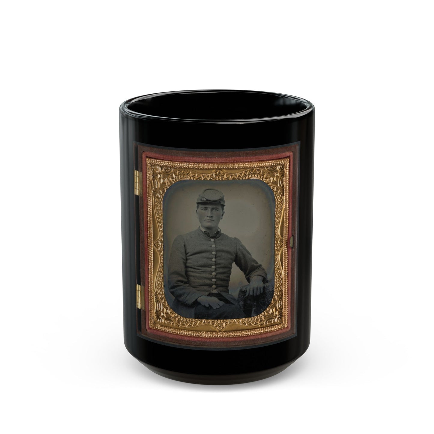 Unidentified Soldier In Confederate Uniform(4) (U.S. Civil War) Black Coffee Mug-15oz-The Sticker Space