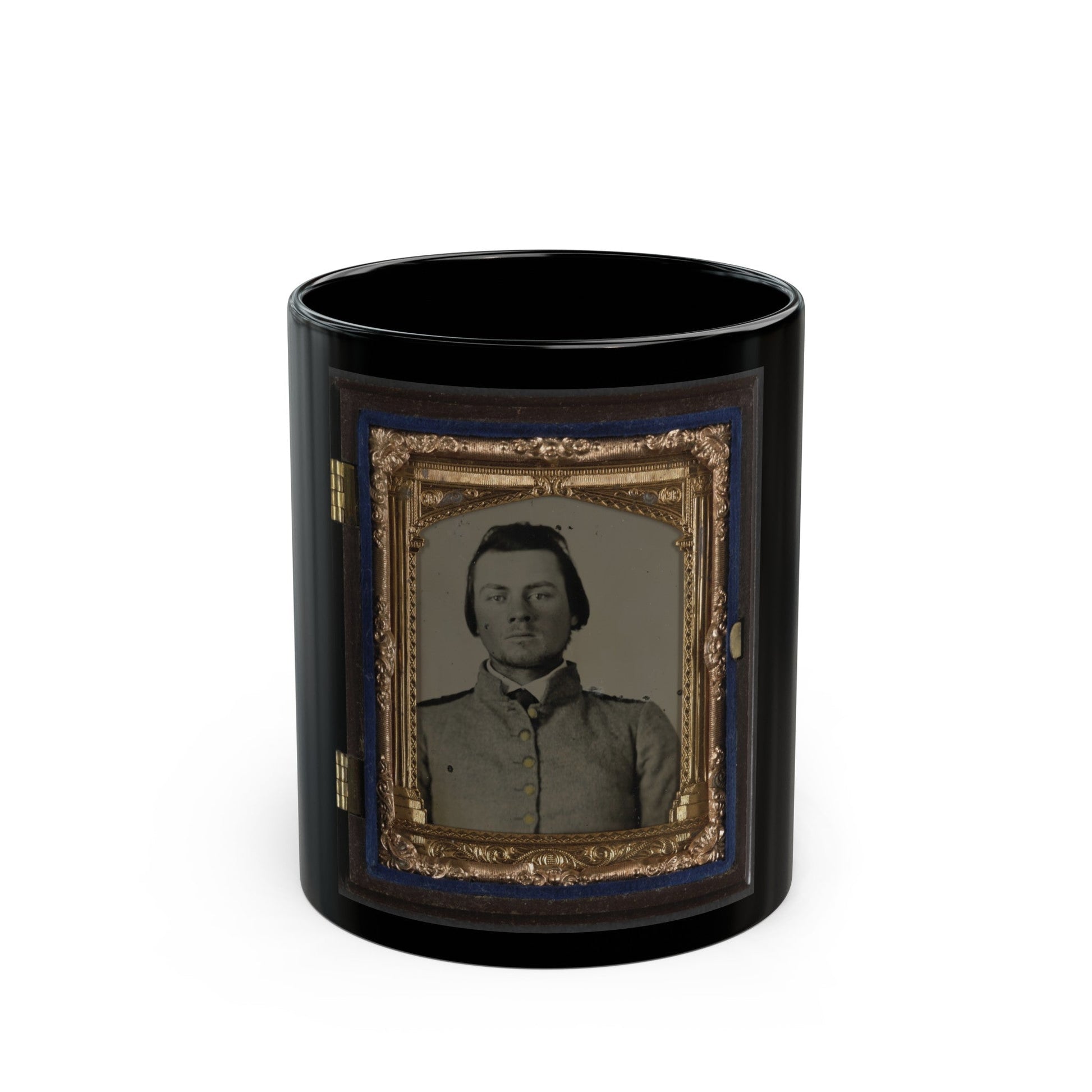 Unidentified Soldier In Confederate Uniform(7) (U.S. Civil War) Black Coffee Mug-11oz-The Sticker Space