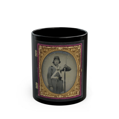 Unidentified Soldier In Confederate Virginia Volunteer Uniform With Bayoneted Musket (U.S. Civil War) Black Coffee Mug-11oz-The Sticker Space