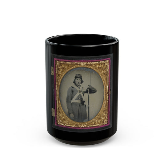 Unidentified Soldier In Confederate Virginia Volunteer Uniform With Bayoneted Musket (U.S. Civil War) Black Coffee Mug-15oz-The Sticker Space