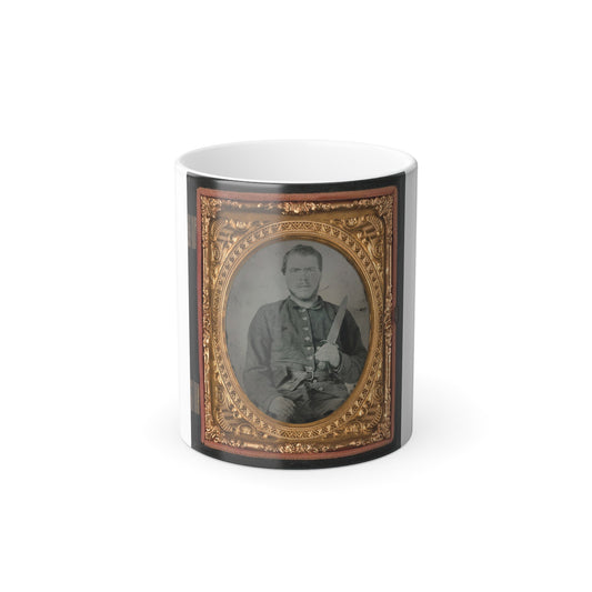 Unidentified Soldier in Georgia Confederate Uniform and Double Roller Belt With Bowie Knife (U.S. Civil War) Color Morphing Mug 11oz-11oz-The Sticker Space