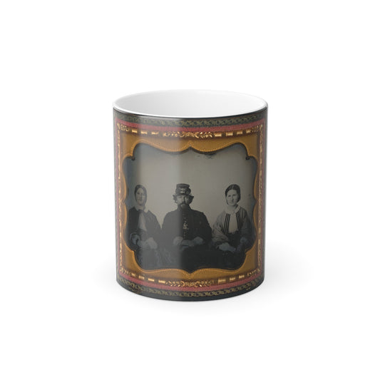 Unidentified Soldier in Infantry Uniform Sitting Between Two Women, Probably Relatives (U.S. Civil War) Color Morphing Mug 11oz-11oz-The Sticker Space