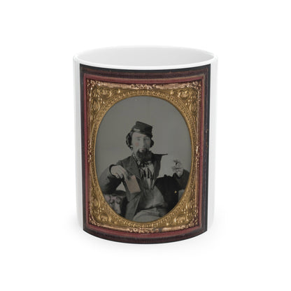 Unidentified Soldier In Kepi With Letter And Envelope (U.S. Civil War) White Coffee Mug-11oz-The Sticker Space