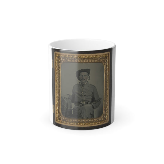 Unidentified Soldier in Maryland Confederate Cavalry Uniform With Sword and Pistol (U.S. Civil War) Color Morphing Mug 11oz-11oz-The Sticker Space