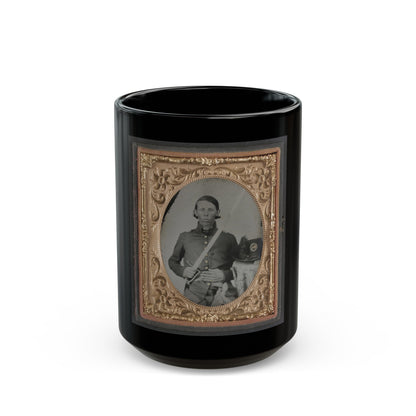 Unidentified Soldier In Militia Virginia Infantry Regiment Uniform With Virginia Hat And Sword (U.S. Civil War) Black Coffee Mug-15oz-The Sticker Space