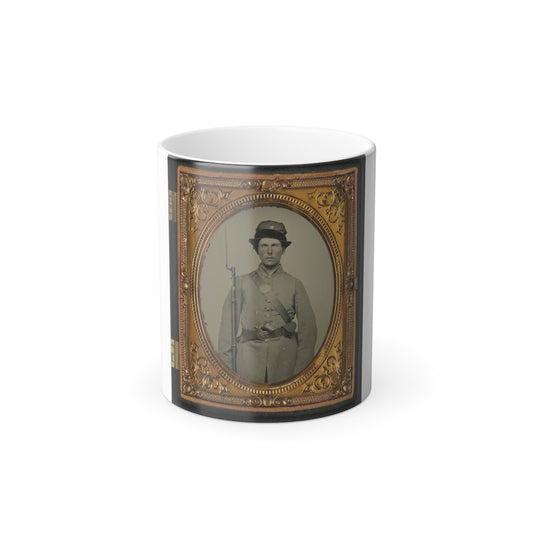 Unidentified Soldier in New Hampshire Uniform and Co. D Whipple Hat With Bayoneted Musket and Revolver (U.S. Civil War) Color Morphing Mug 11oz-11oz-The Sticker Space