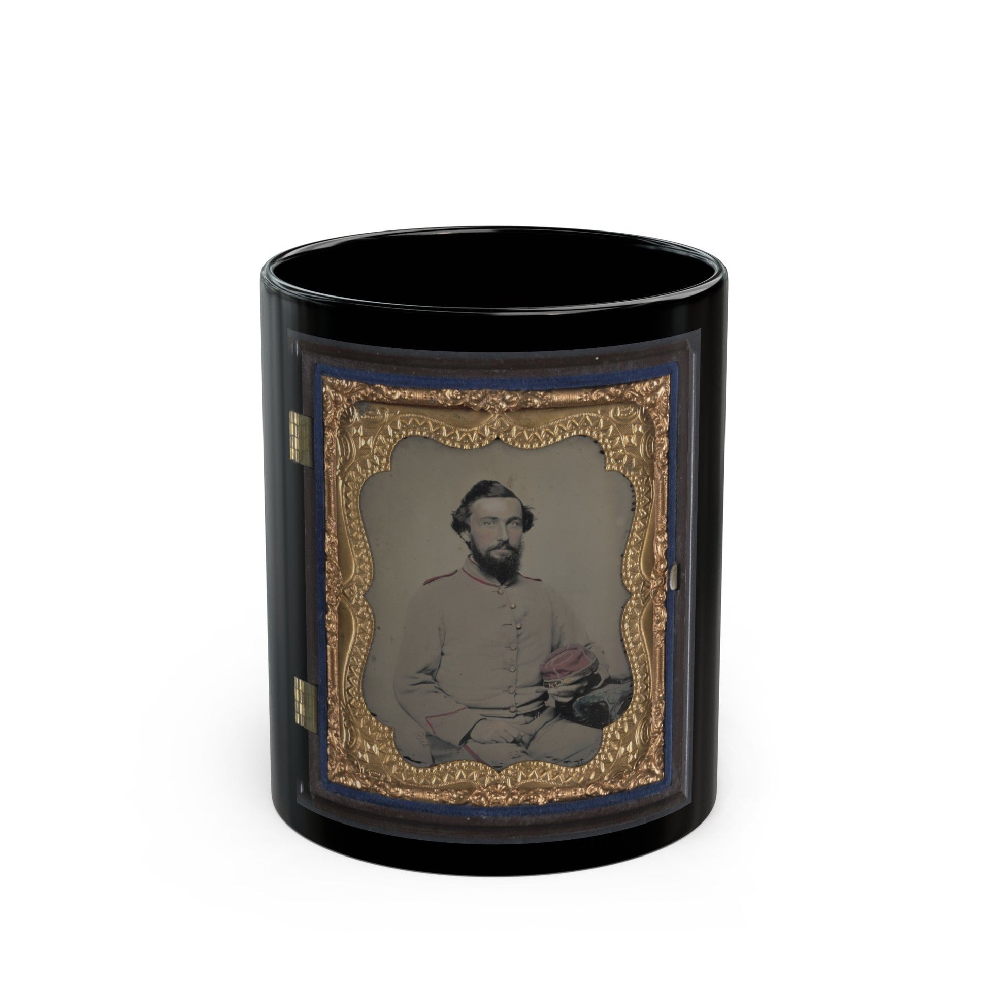 Unidentified Soldier In Norfolk Light Blues Virginia Light Artillery Battery Uniform (U.S. Civil War) Black Coffee Mug-11oz-The Sticker Space