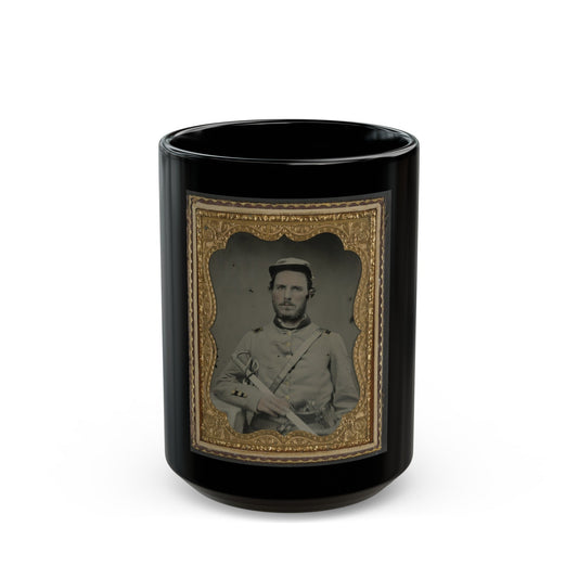 Unidentified Soldier In North Carolina Uniform With Sword And Revolver (U.S. Civil War) Black Coffee Mug-15oz-The Sticker Space