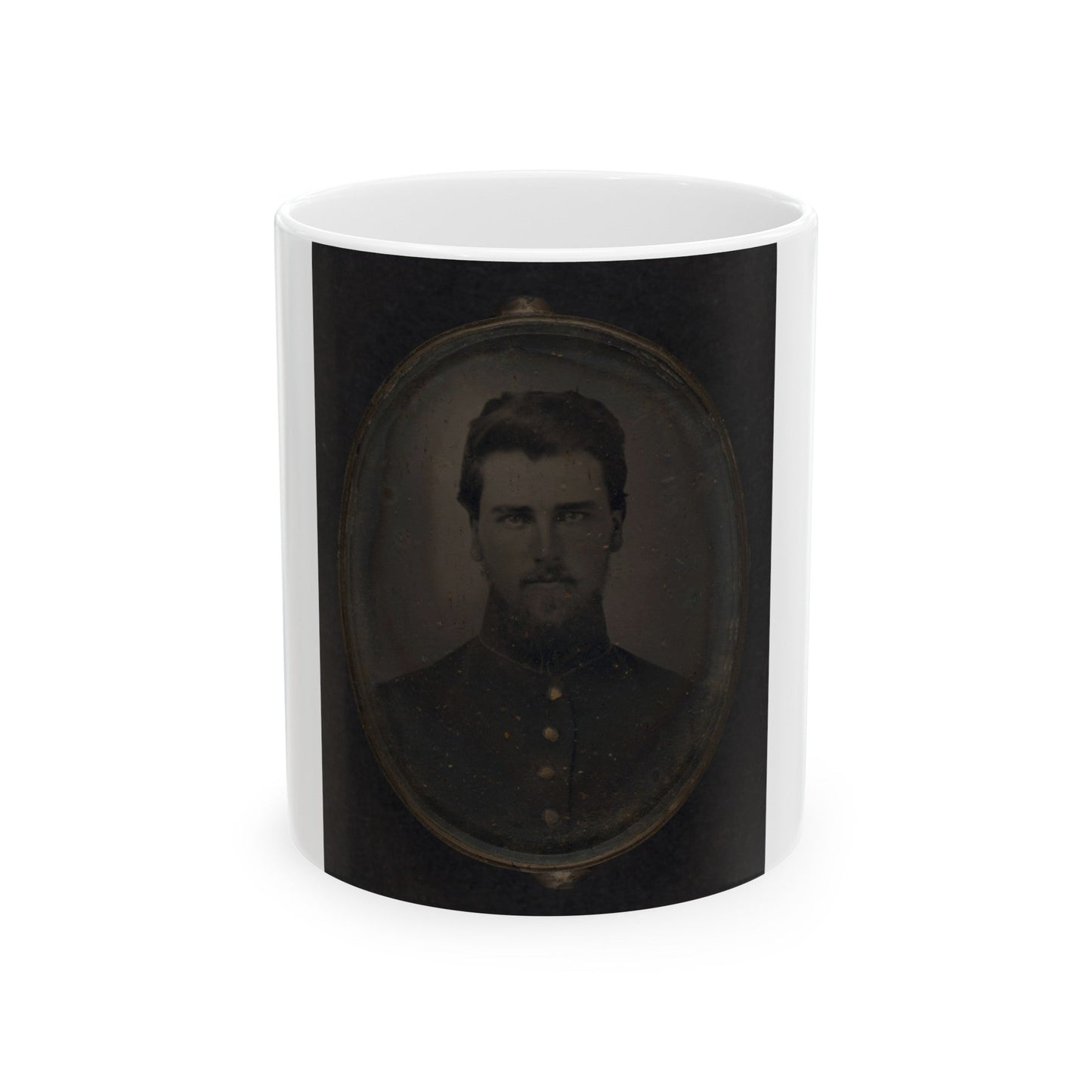 Unidentified Soldier In Pendant 001 (U.S. Civil War) White Coffee Mug-11oz-The Sticker Space