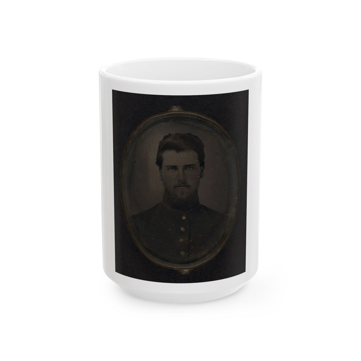 Unidentified Soldier In Pendant 001 (U.S. Civil War) White Coffee Mug-15oz-The Sticker Space