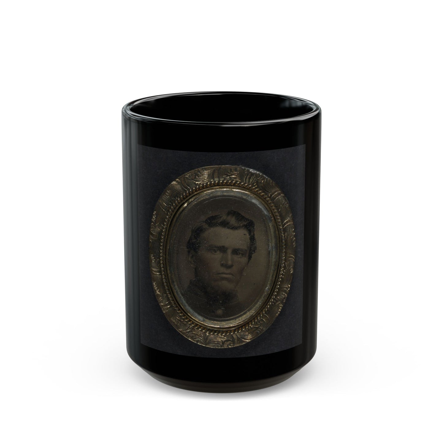 Unidentified Soldier In Pendant (U.S. Civil War) Black Coffee Mug-15oz-The Sticker Space