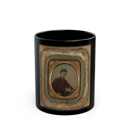 Unidentified Soldier In Red Battleshirt And Kepi (U.S. Civil War) Black Coffee Mug-11oz-The Sticker Space