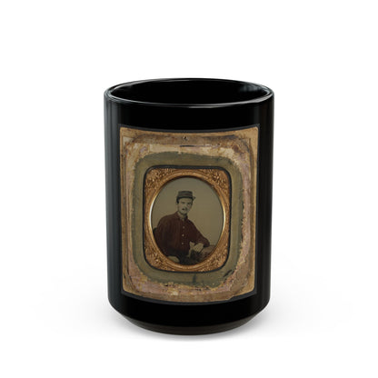 Unidentified Soldier In Red Battleshirt And Kepi (U.S. Civil War) Black Coffee Mug-15oz-The Sticker Space